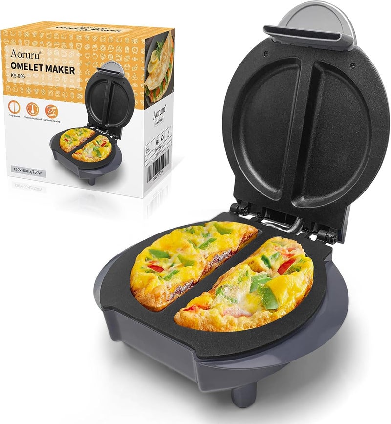 Aoruru Electric Omelet Maker Frittata Snack Pocket Maker Dessert Maker Non-Stick Stainless Steel 6.5" - Image 1